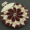 Sterling Silver Brown and White Fossil Shell Swirl Pendant (Indonesia)