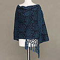 'Blue Blossom' Alpaca Wool Reversible Shawl (Peru)