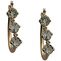 10k Yellow Gold Round-cut Green Amethyst and Diamond Hoop Earrings
