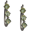 10k White Gold Round-cut Green Amethyst and Diamond Hoop Earrings