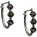 10k White Gold Mystic Green Topaz and Diamond Hoop Earrings