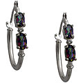 10k White Gold Mystic Green Topaz and Diamond Hoop Earrings