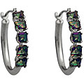 10k White Gold Mystic Green Topaz Hoop Earrings