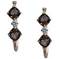 10k Yellow Gold Cushion-cut Smokey Quartz Hoop Earrings