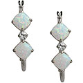10k White Gold Cushion-cut Opal Hoop Earrings