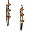 10k White Gold Citrine and Diamond Hoop Earrings
