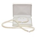 DaVonna White FW Pearl 3-piece Jewelry Set with White Leatherette Box (6-7 mm)