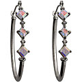10k White Gold Square-cut Mercury Mist Topaz and Diamond Hoop Earrings