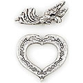Blue Moon Manor House Silver Heart/ Angel Toggle Clasps (Set of 8)