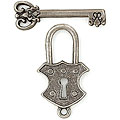 Blue Moon Manor House Silver Lock and Key Toggle Clasps (Set of 6)
