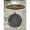 Blue Moon Manor Silver/ Blue Enamel Round Metal Pendant