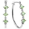 10k White Gold Peridot and Diamond Hoop Earrings