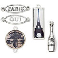 Blue Moon Tokens Metal Antique Silver Paris Charms (Pack of 5)