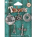 Blue Moon Tokens Metal Antique Silver Travel Charms (Pack of 5)