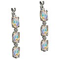 10k White Gold Mercury Mist Topaz and Diamond Accent Hoop Earrings