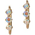 10k Yellow Gold Mercury Mist Topaz and Half-point Diamond Hoop Earrings