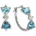 10k Gold Trillion-cut Blue Topaz and Cubic Zirconia Hoop Earrings