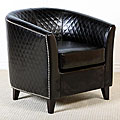 Mia Black Bonded Leather Quilted Club Chair