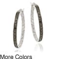 DB Designs Sterling Silver 32-mm Black Diamond Hoop Earrings