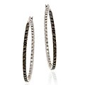 Sterling Silver 32-mm Black Diamond Accent Hoop Earrings