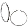 Sterling Silver 32-mm Black Diamond Accent Hoop Earrings