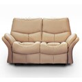 Contemporary Leather Match Recliner Taupe Loveseat