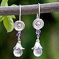 Sterling Silver 'Rose Fairy' Rose Quartz/ Amethyst Earrings (Thailand)