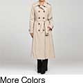 London Fog Women's Long Double-breasted Belted Trench Coat