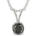 14k White Gold 3/4ct TDW Black Diamond Solitaire Necklace