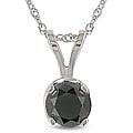 14k White Gold 1ct TDW Black Diamond Solitaire Necklace