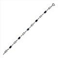 Sterling Silver Created Sapphire and Cubic Zirconia Trio Link Bracelet