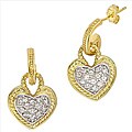 Sterling Silver and Yellow Gold Vermeil Clear Cubic Zirconia Heart Earrings
