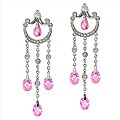 Sterling Silver Cubic Zironia Pink Drop Earrings