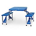 Picnic Time Blue Folding Table with Seats