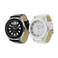 Geneva Men's Platinum Leather Round Face Watch