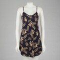 Illusions Women's Navy Floral Georgette Chemise and Thong Set