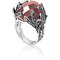 Meaningful roadmap on china Bone Sterling Silver Oval-cut Red Zircon and Marcasite Stone Ring (China)