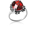 Meaningful roadmap on china Bone Sterling Silver Oval-shape Red Zircon and Marcasite Stone Ring (China)
