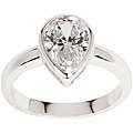 Silvertone Pear-cut Clear Cubic Zirconia Solitaire Ring