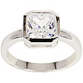 Silvertone Princess-cut Clear Cubic Zirconia Solitaire Ring