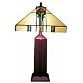 Tiffany-style Wooden Mission Table Lamp