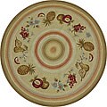 Hand-hooked Country Beige Rug (7'6 Round)