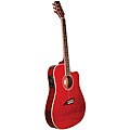 Kona Thin Body Transparent Red Acoustic/ Electric Guitar