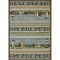 Hand-hooked Country Blue Rug (5' x 7'6)