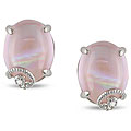 10K White Gold 10 CT TGW Pink Quartz and Diamond Accent Earrings (H-I, I2-I3)