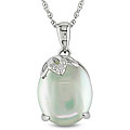 10k White Gold Created Green Amethyst and Diamond Accent Necklace