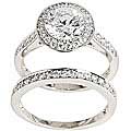 Sterling Silver Clear Cubic Zirconia Bridal-inspired Ring Set