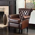 Franklin Brown Tufted Bonded Leather Club Chair