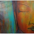 Oil on Canvas Buddha Profile Painting (Indonesia)