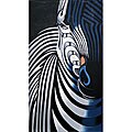 Oil on Canvas Black and White Zebra Painting (Indonesia)